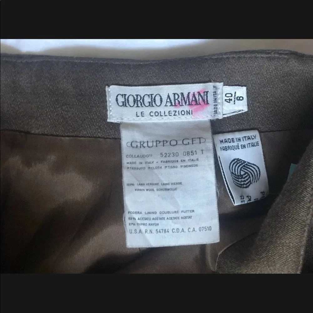 Giorgio Armani Wool Skirt, Brown, Size 40 It, 4 US